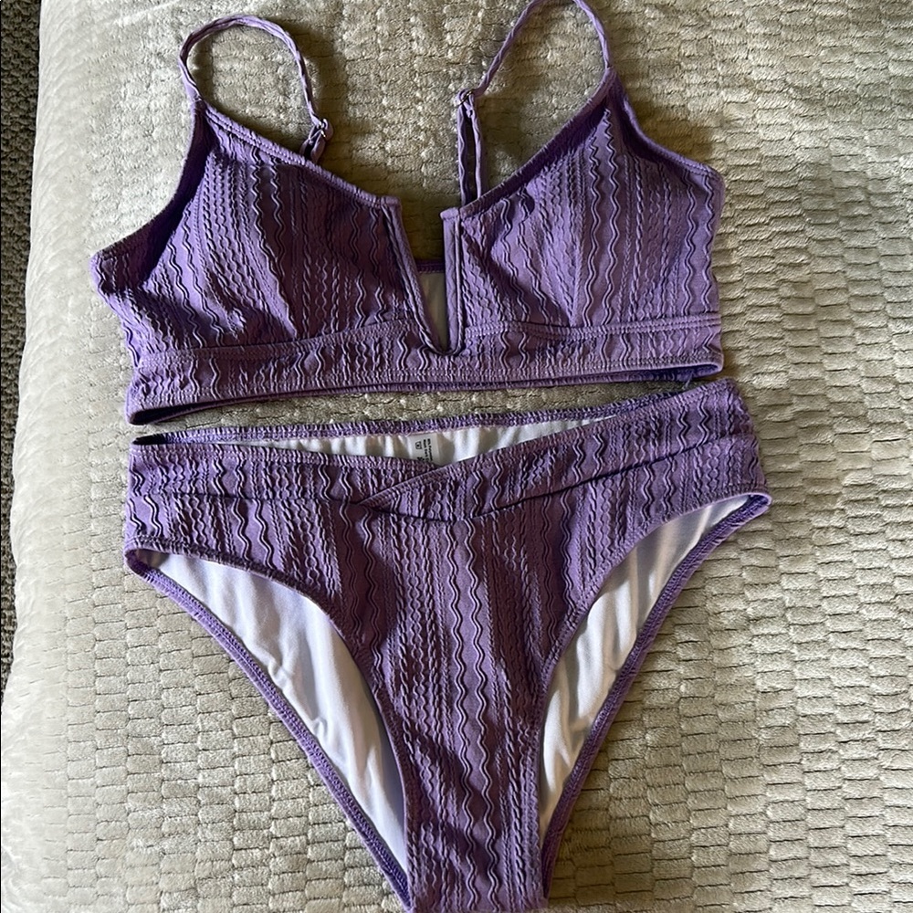 SHEIN Purple Textured Bikini Set